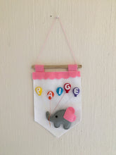 Load image into Gallery viewer, Felt Sign - Elephant, Balloons &amp; Personalised Name
