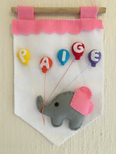 Load image into Gallery viewer, Felt Sign - Elephant, Balloons &amp; Personalised Name
